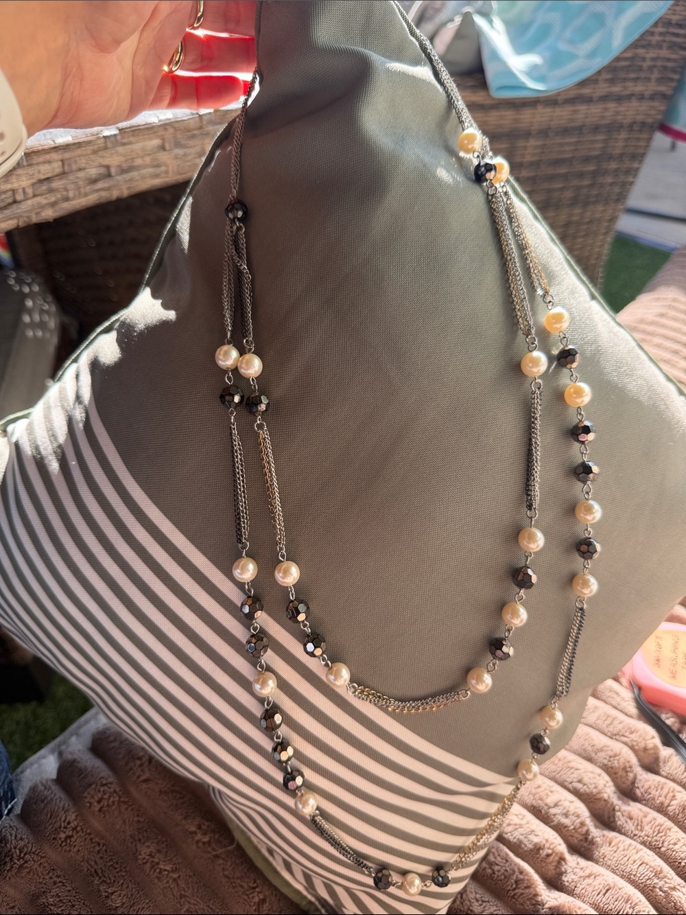 Express Pearl and Hematite Bead Layered Necklace - Women Jewelry